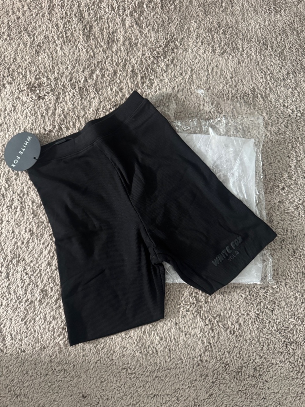 White Fox Boutique Black Ribbed Bike Shorts